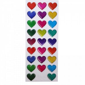 Set Sticker 3D pentru copii, Inimi, 27 piese, CB413, 2 cm, Multicolor