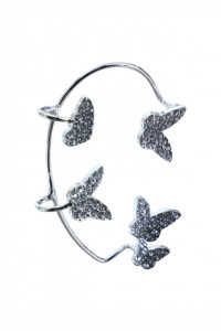 Cercel dama, Tip Ear Cuff, Zirconiu, Otel inoxidabil, NO1359, 5 cm, Argintiu