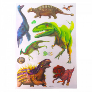Set Sticker 8D pentru copii, Dinozauri, decor camera, KM-003, 37 x 52 cm, Multicolor