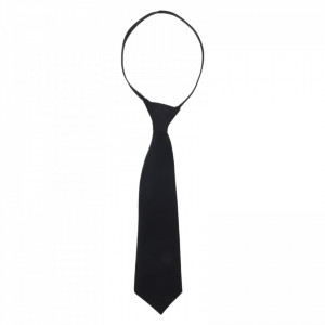 Cravata pentru copii, Model ingust, Aspect matasos, Ajustare cu fermoar, NO889, 7.5 x 33 cm, Negru