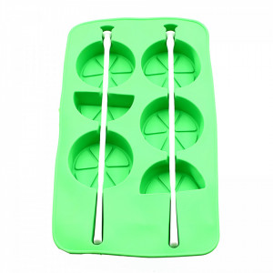Forma de silicon pentru inghetata pe bat, model felii de lamaie, Verde, 20.3 x 12 x 2 cm