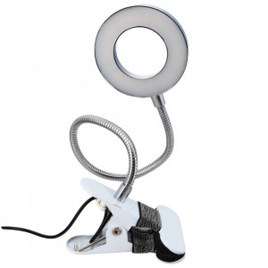 Lampa de birou, Led, Lumina rece si calda, USB, Prindere cu clema, Metal, NO623, 46 x 9 cm, Argintiu