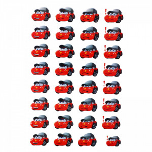 Set Sticker 3D pentru copii, Cars fulger McQueen, 32 piese, ALP080, 3.3 cm, Multicolor