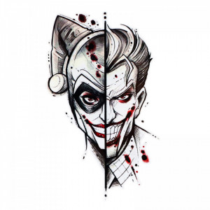 Tatuaj temporar, Joker si Harley Quinn, WS056, 16 x 9 cm