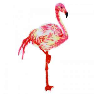 Petic textil / patch brodat, Flamingo, 14.8 x 9 cm, Multicolor