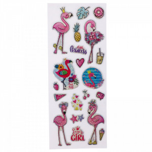 Set Sticker 3D pentru copii, Flamingo, 20 piese, CB451, 1 - 5 cm, Multicolor