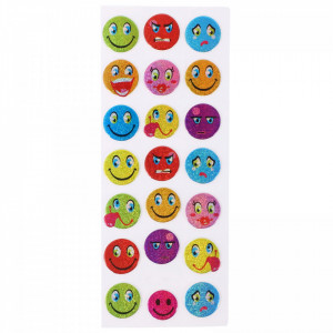 Set Sticker 3D pentru copii, Emoji, Funny Face, 21 piese, CB248, 1.8 cm, Multicolor
