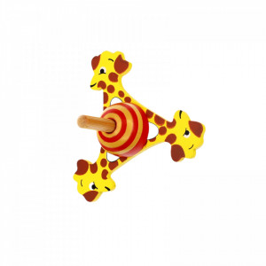 Titirez din lemn, Model Girafa, 6 x 8 cm, Galben
