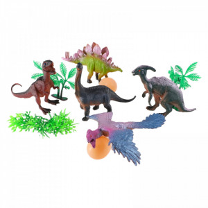 Set 5 Dinozauri cu oua, NO6540, 10-12 cm, Multicolor