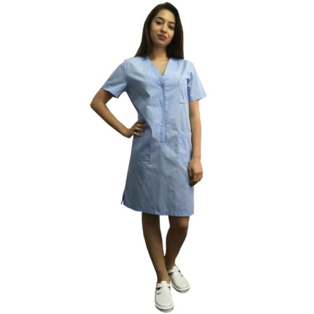 Sarafan medical bleu cu capse