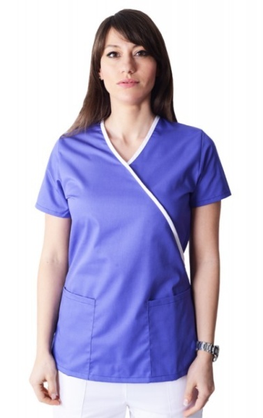 Bluza medicala Y mov cu insertii albe