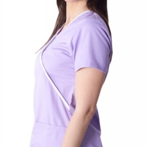 Bluza medicala Y lila cu insertii albe