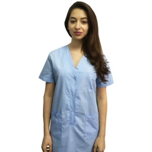 Sarafan medical bleu cu capse