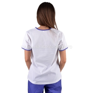 Bluza medicala cu broderie mov / lila