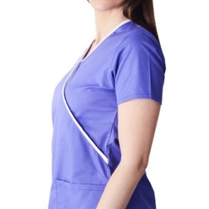 Bluza medicala Y mov cu insertii albe