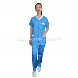 Costum turcoaz , material subtire usor elastic
