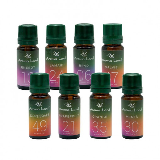 Pachet 8 uleiuri aromaterapie Energy, Aroma Land, 10 ml