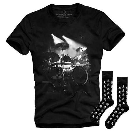 Set cadou T-shirt + șosete UNDERWORLD Drums / Skulls