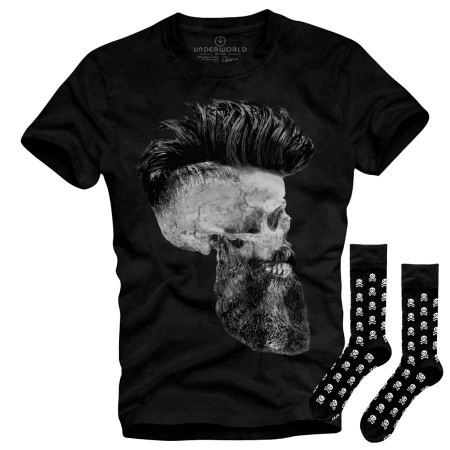 Set cadou T-shirt + șosete UNDERWORLD Skull with a beard / Skulls