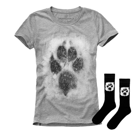 Set cadou T-shirt femeie + șosete UNDERWORLD Animal footprint