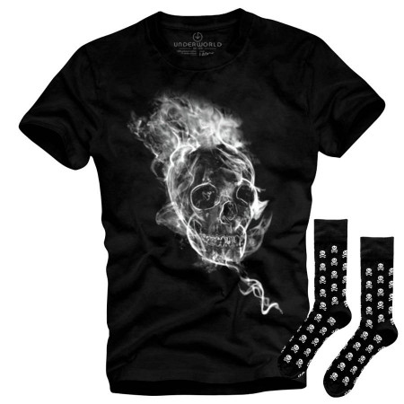 Set cadou T-shirt + șosete UNDERWORLD Smoke skull