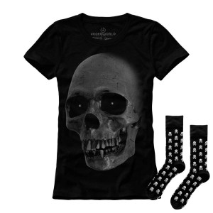 Set cadou T-shirt femeie + șosete UNDERWORLD Skull