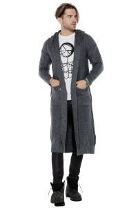 Cardigan UNDERWORLD asimetric cu glugă în negru