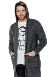 Cardigan UNDERWORLD asimetric cu glugă în negru