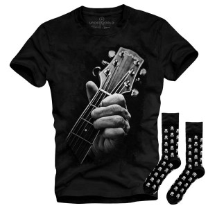 Set cadou T-shirt + șosete UNDERWORLD Guitar head / Skulls