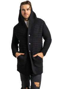 Cardigan UNDERWORLD asimetric cu glugă în negru