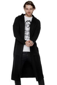 Cardigan UNDERWORLD asimetric cu glugă în negru