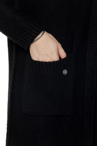 Cardigan UNDERWORLD asimetric cu glugă în negru
