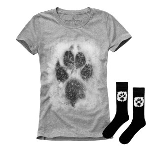 Set cadou T-shirt femeie + șosete UNDERWORLD Animal footprint