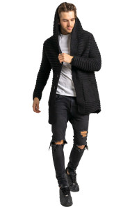 Cardigan UNDERWORLD asimetric cu glugă în negru