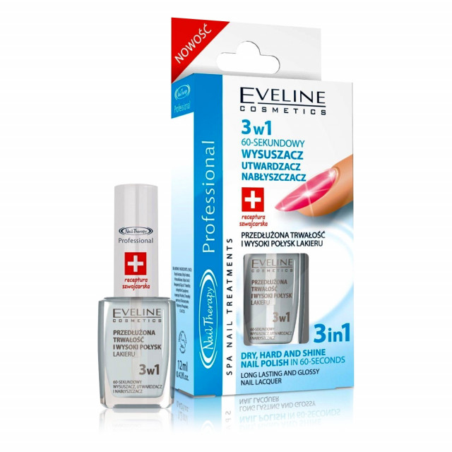 Tratament Unghii 3 in 1 Eveline Cosmetics Dry Hard and Shine Polish in 60 Seconds