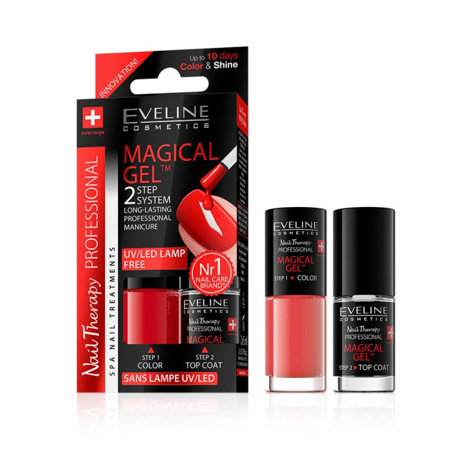 Set Lac Unghii cu Tratament si Top Coat, Magical Gel Eveline Cosmetics, No 07