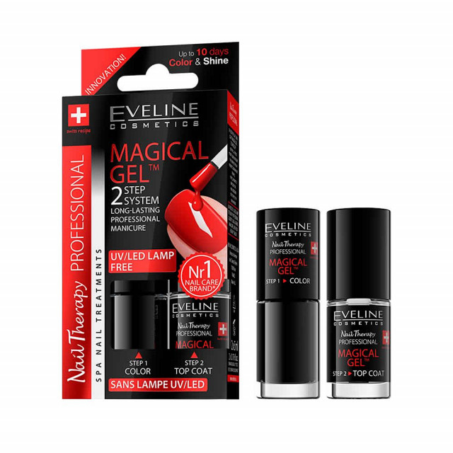 Set Lac Unghii cu Tratament si Top Coat, Magical Gel Eveline Cosmetics, No 05