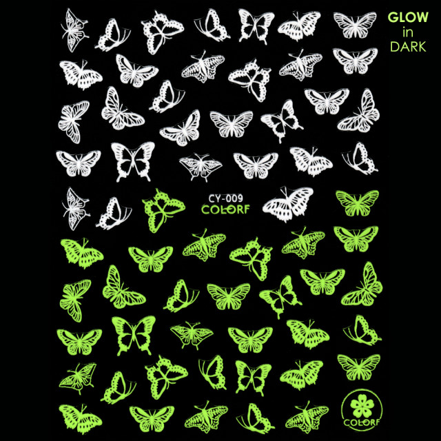 Abtibilde Unghii Glow in Dark Florescente in Intuneric Butterfly CY-009