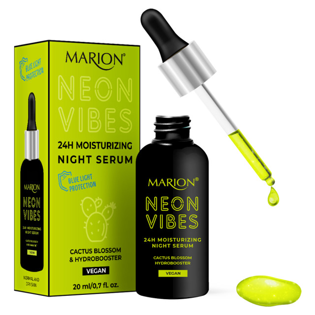 Ser de Noapte Hidratare 24h Vegan Neon Vibes Cactus Blossom & Hydrobooster, Marion