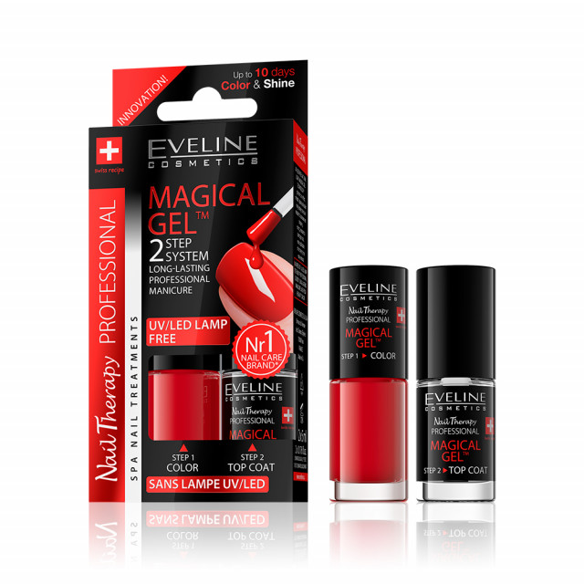 Set Lac Unghii cu Tratament si Top Coat, Magical Gel Eveline Cosmetics, No 01