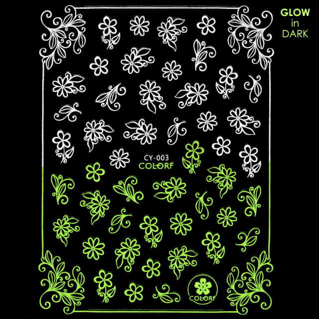 Abtibilde Unghii Glow in Dark Florescente in Intuneric Flowers CY-003