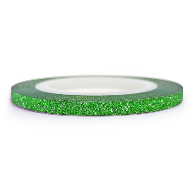 Banda Adeziva Decor Unghii cu Sclipici Verde Latime 3mm