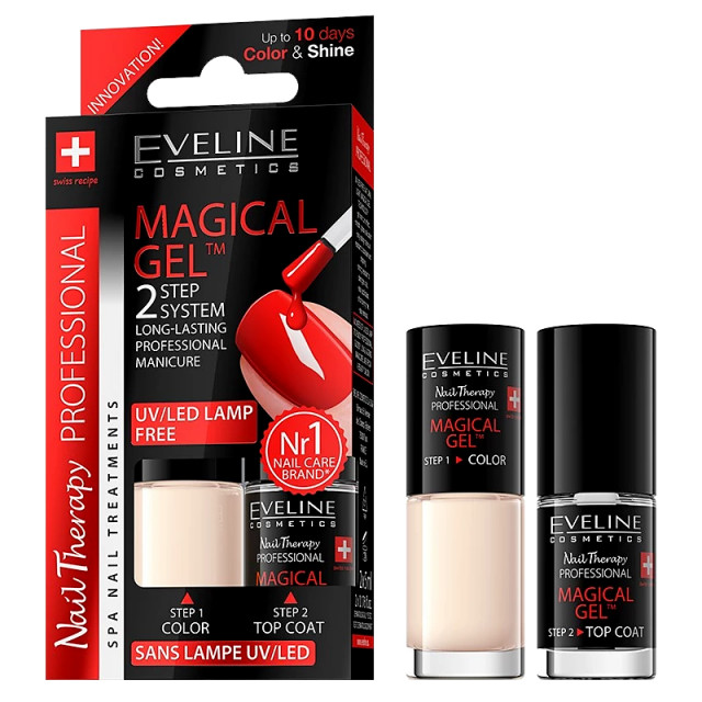 Set Lac Unghii cu Tratament si Top Coat Magical Gel Eveline Cosmetics No 08