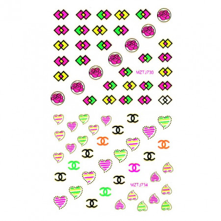 Stickere Unghii 6 Seturi - Abțibilde Colorate Unghii ( MZTJ729 - MZTJ730 - MZTJ733 - MZTJ734 - MZTJ737 - MZTJ738)