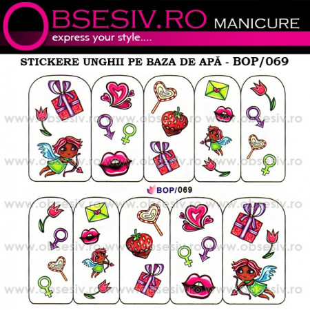 Abţibilde pe Bază de Apă (4 seturi) BOP/068 - BOP/071 (Abtibilduri Unghii - Tatuaje Unghii - Nail Stickere - Water Nail Art)