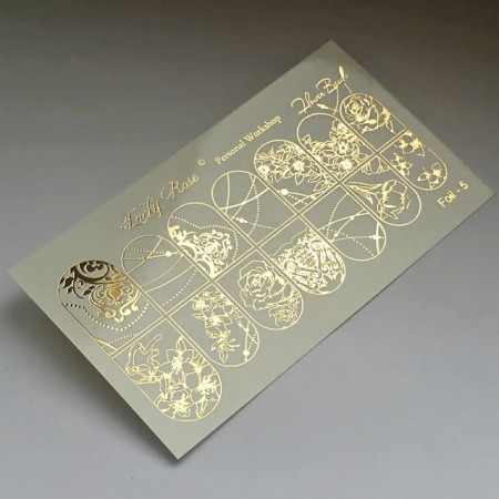 Abtibilduri Unghii pe Bază de Apă, Model "BAROQUE FLOWERS", Cod Foil-5 Gold, Accesorii Manichiura Nail Art