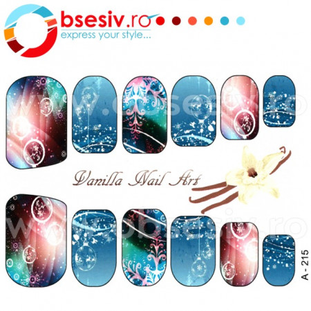 Abtibilduri Unghii pe Baza de Apa, Model Winter Ornaments, Cod A-215, Abtibilde Unghii Calitate Superioara