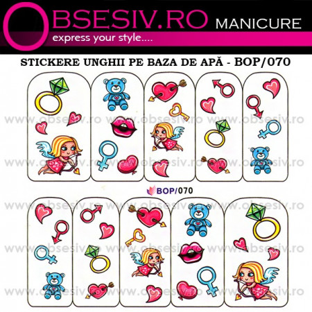Abţibilde pe Bază de Apă (4 seturi) BOP/068 - BOP/071 (Abtibilduri Unghii - Tatuaje Unghii - Nail Stickere - Water Nail Art)