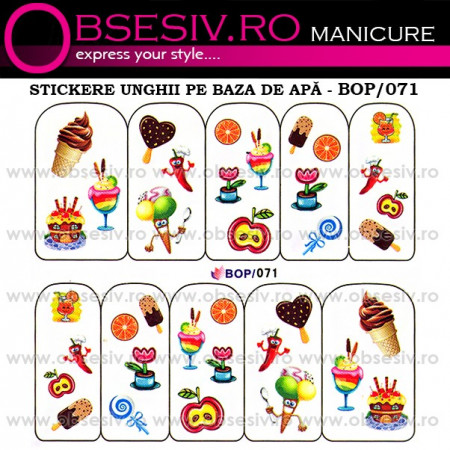 Abţibilde pe Bază de Apă (4 seturi) BOP/068 - BOP/071 (Abtibilduri Unghii - Tatuaje Unghii - Nail Stickere - Water Nail Art)