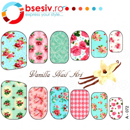 Abtibilduri Unghii pe Baza de Apa, Model 'Ornaments Homemade', Cod A-072, Abtibilde Unghii Calitate Superioara